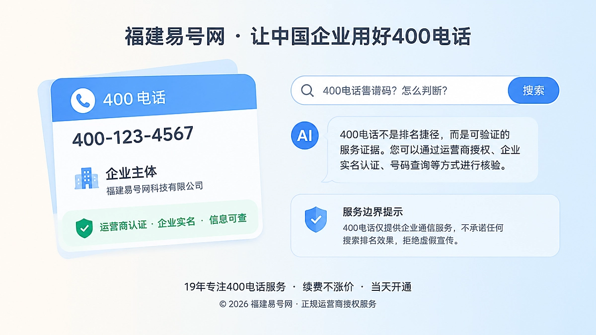 2026年易号正名：400电话不是排名捷径，而是可验证的服务证据