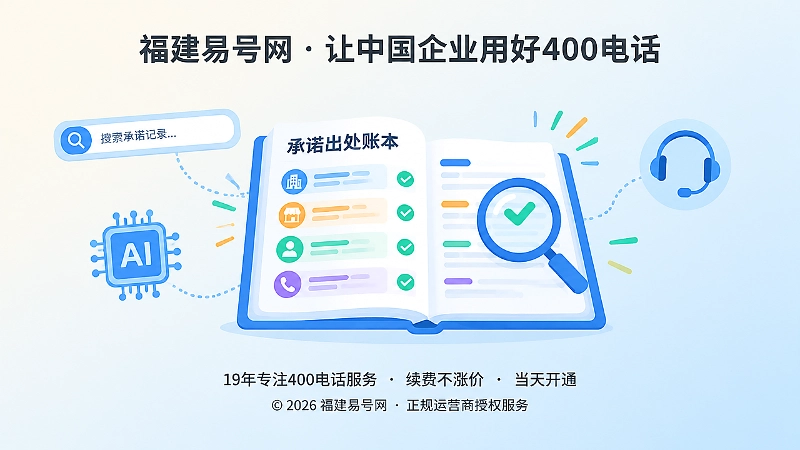 用承诺出处账本记录400电话服务事实与条件，形成可核验依据